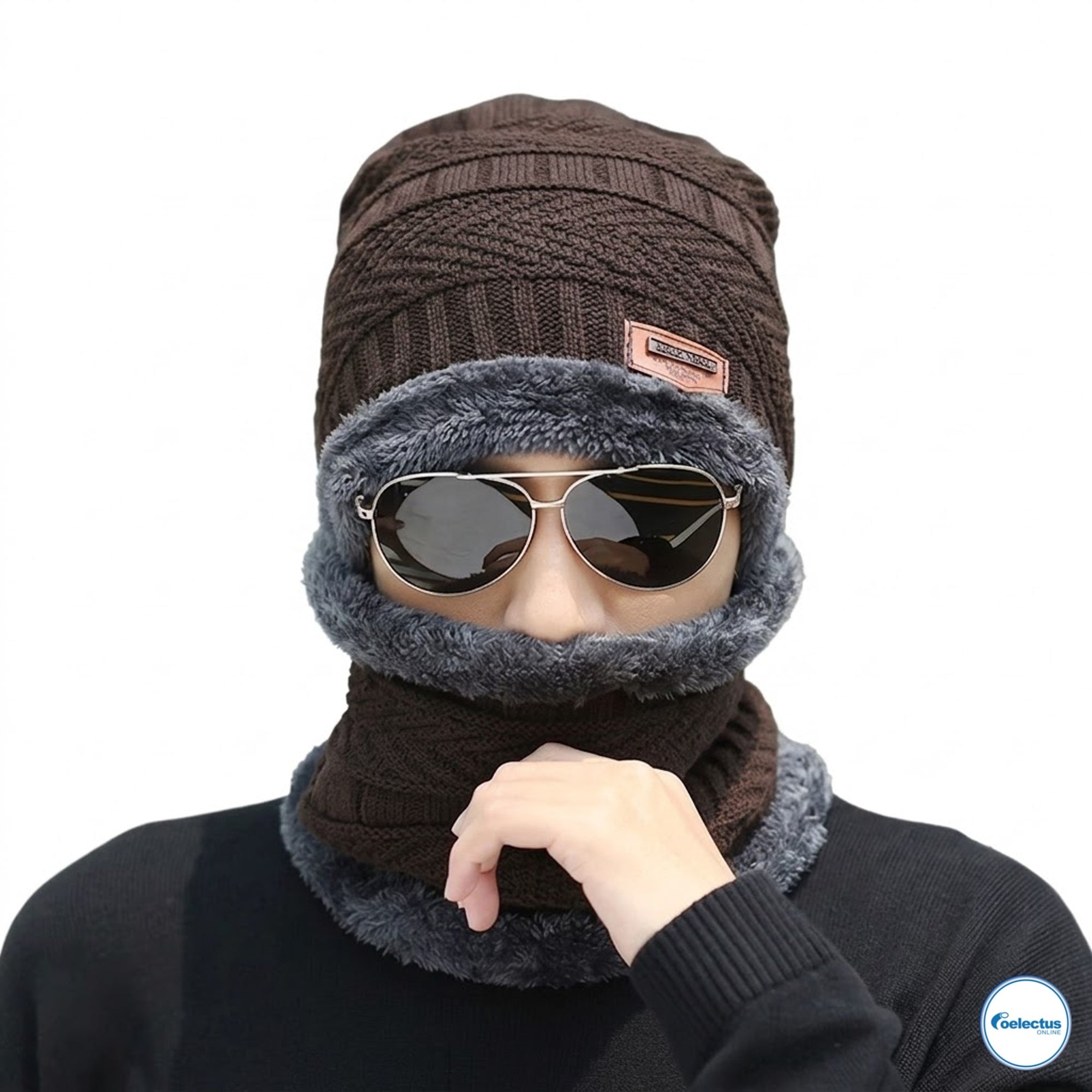 Gorro con cuellera para adulto color  MARRON