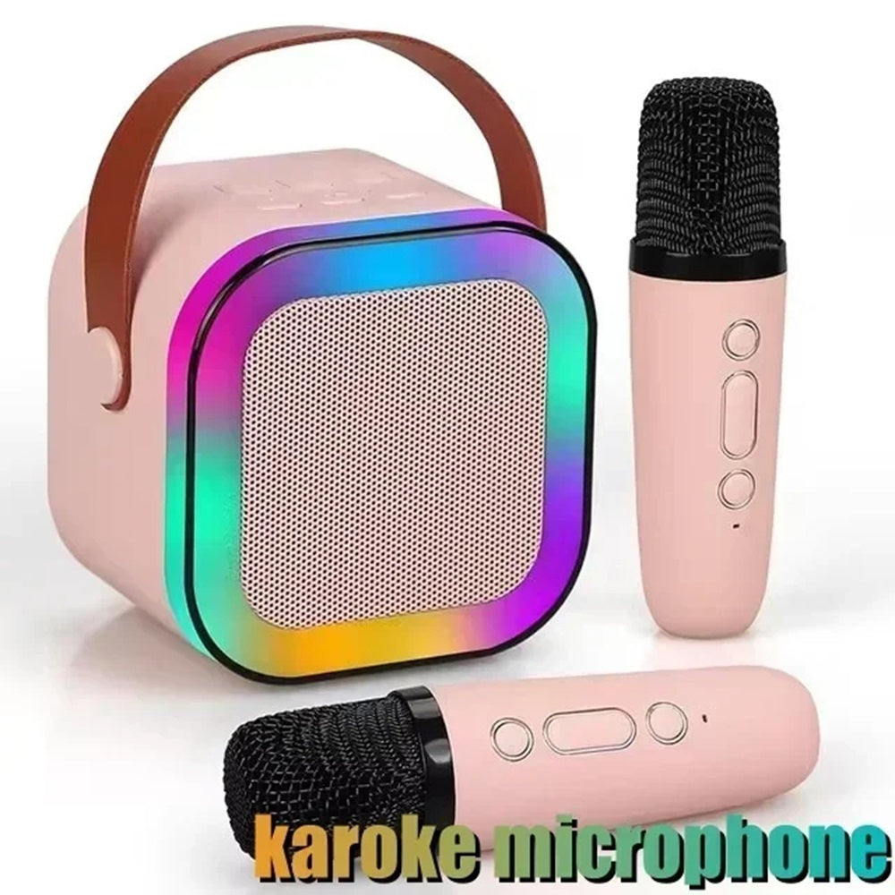 Mini parlante karaoke con 2 microfonos bluetooth