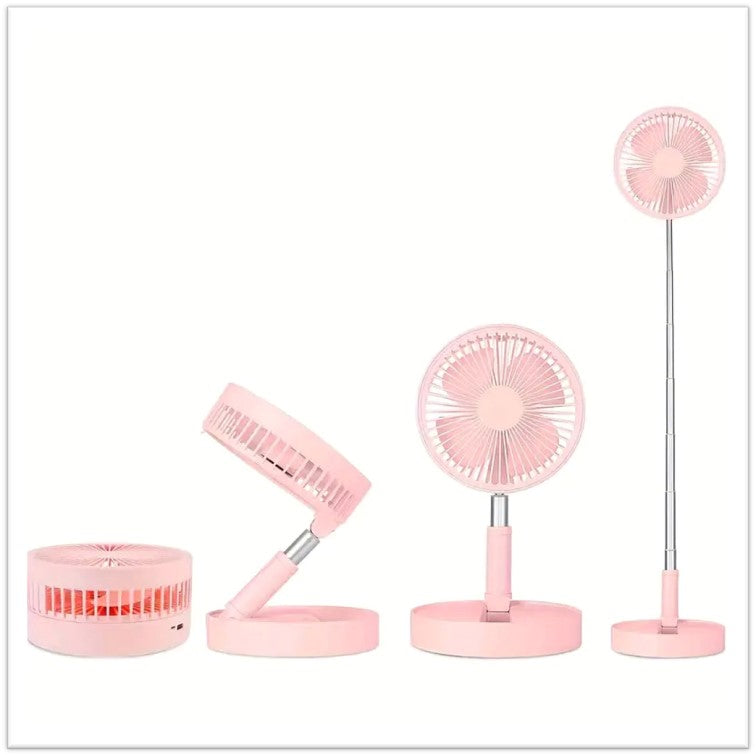ventilador plegable recargable de escritorio o piso ROSA