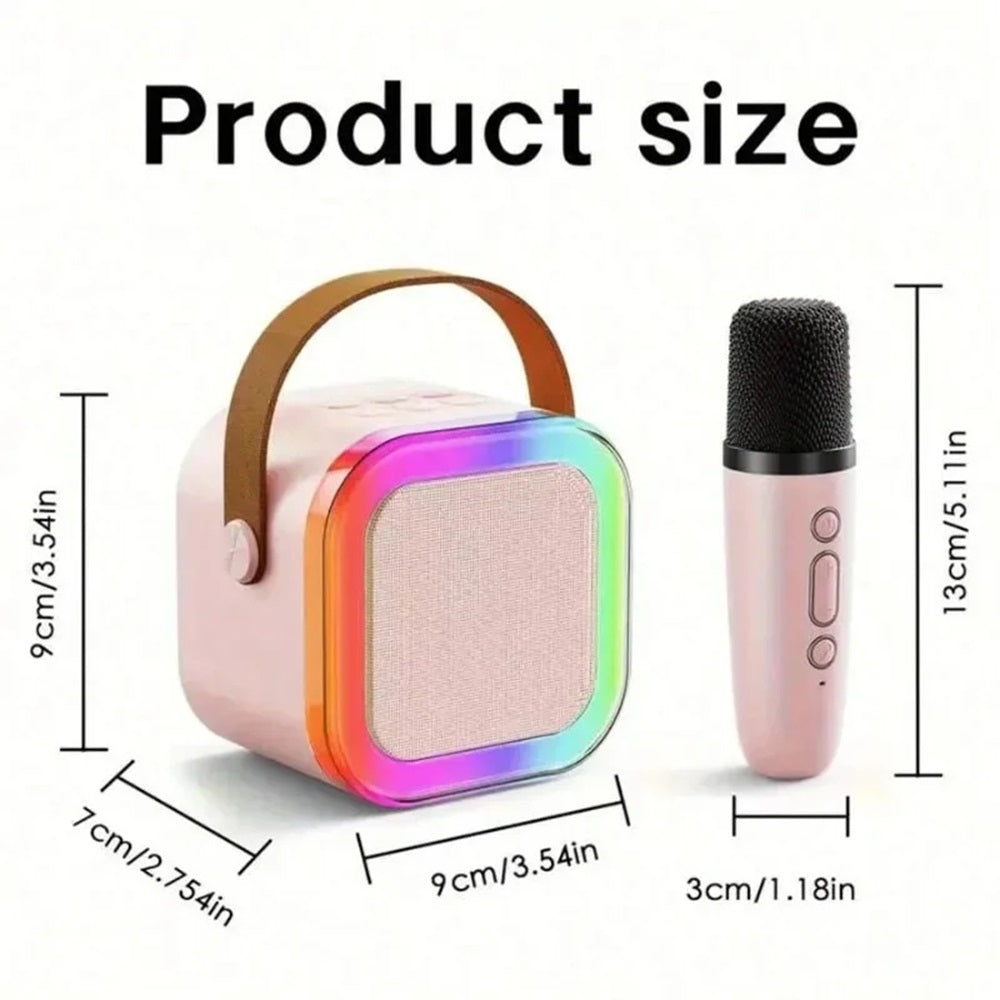Mini parlante karaoke con 2 microfonos bluetooth