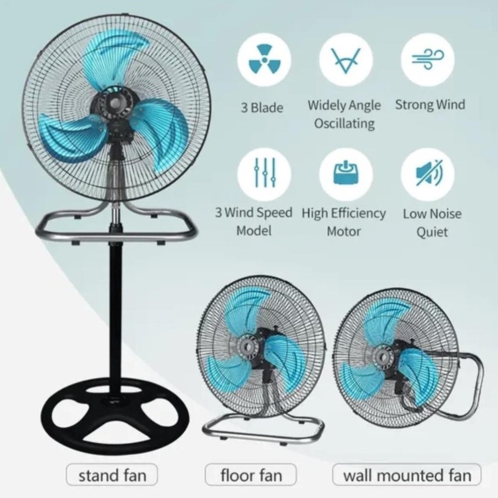 Ventilador industrial 3 en 1 de 18" 5 aspas piso,pared,escritorio