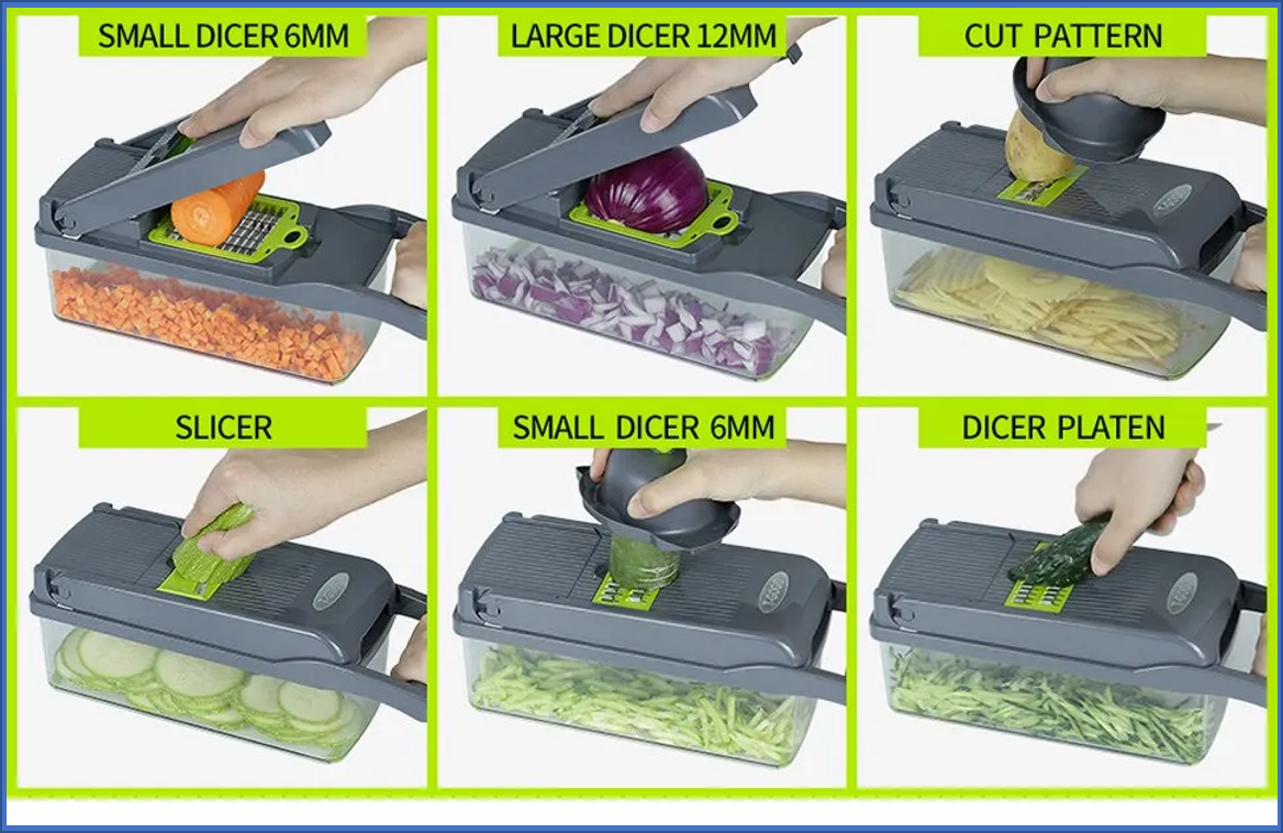 Rebanador de verduras multifuncional 12 en 1