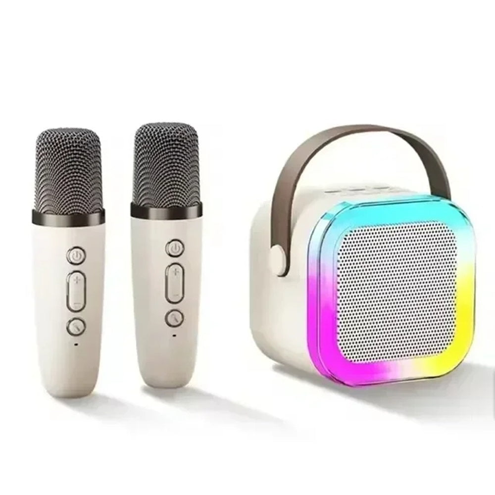 Mini parlante karaoke con 2 microfonos bluetooth