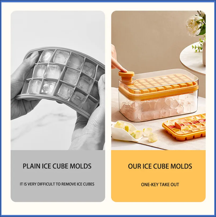 Molde para cubitos de hielo con tapa, bandejas creativas 2 en 1