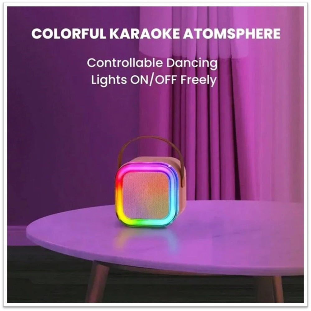 Mini parlante karaoke con 2 microfonos bluetooth