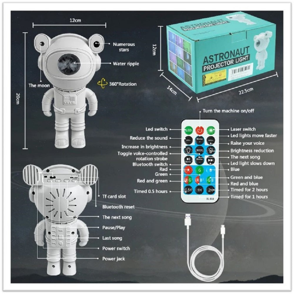 PROYECTOR DE LUZ DE ESTRELLAS Y GALAXIAS DISEÑO ASTRONAUTA