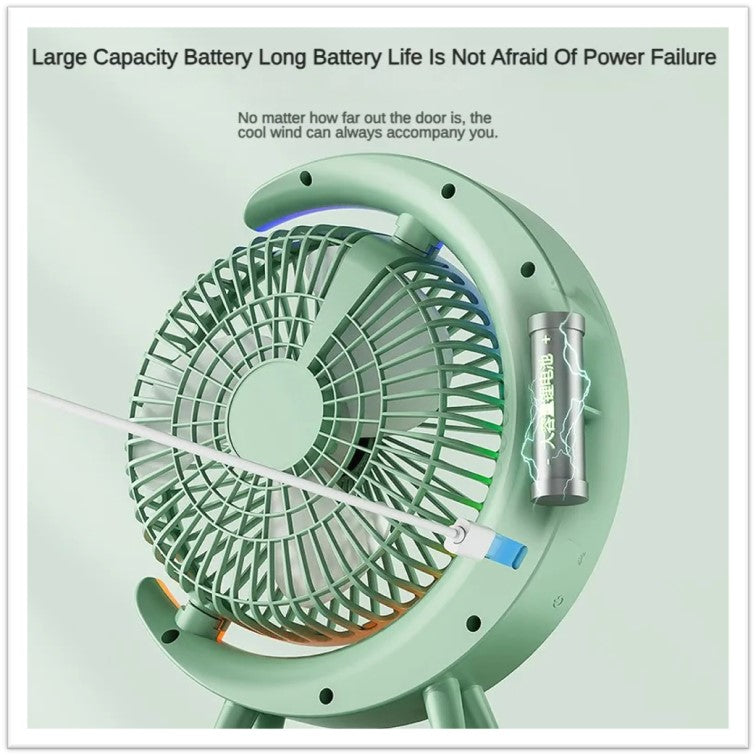 Ventilador de escritorio con luces RGB recargable