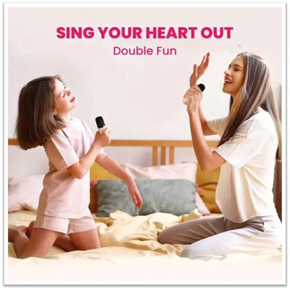 Mini parlante karaoke con 2 microfonos bluetooth