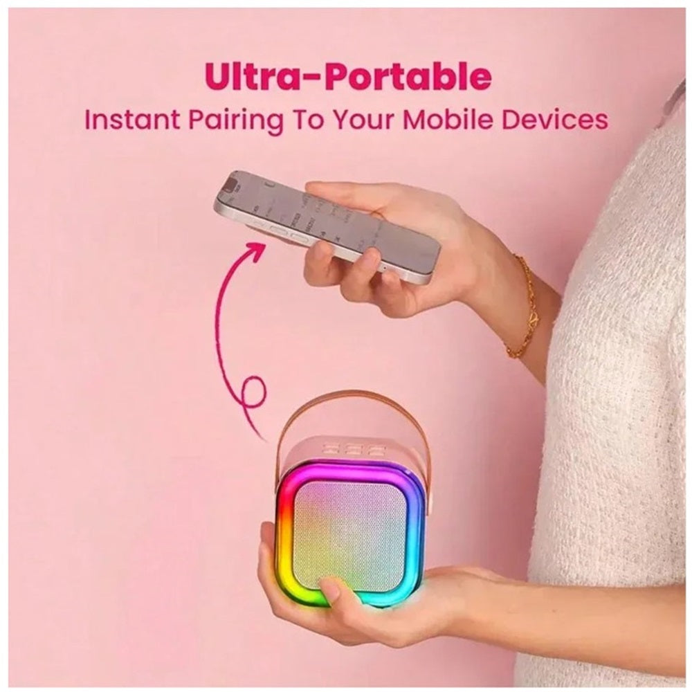 Mini parlante karaoke con 2 microfonos bluetooth