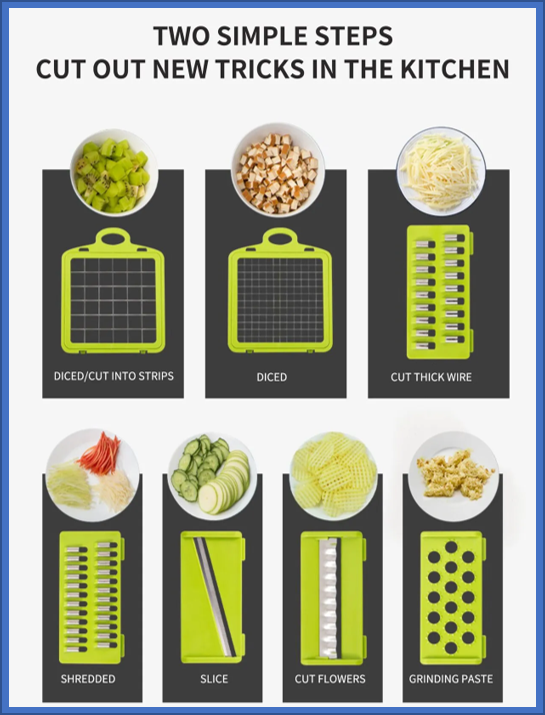 Rebanador de verduras multifuncional 12 en 1