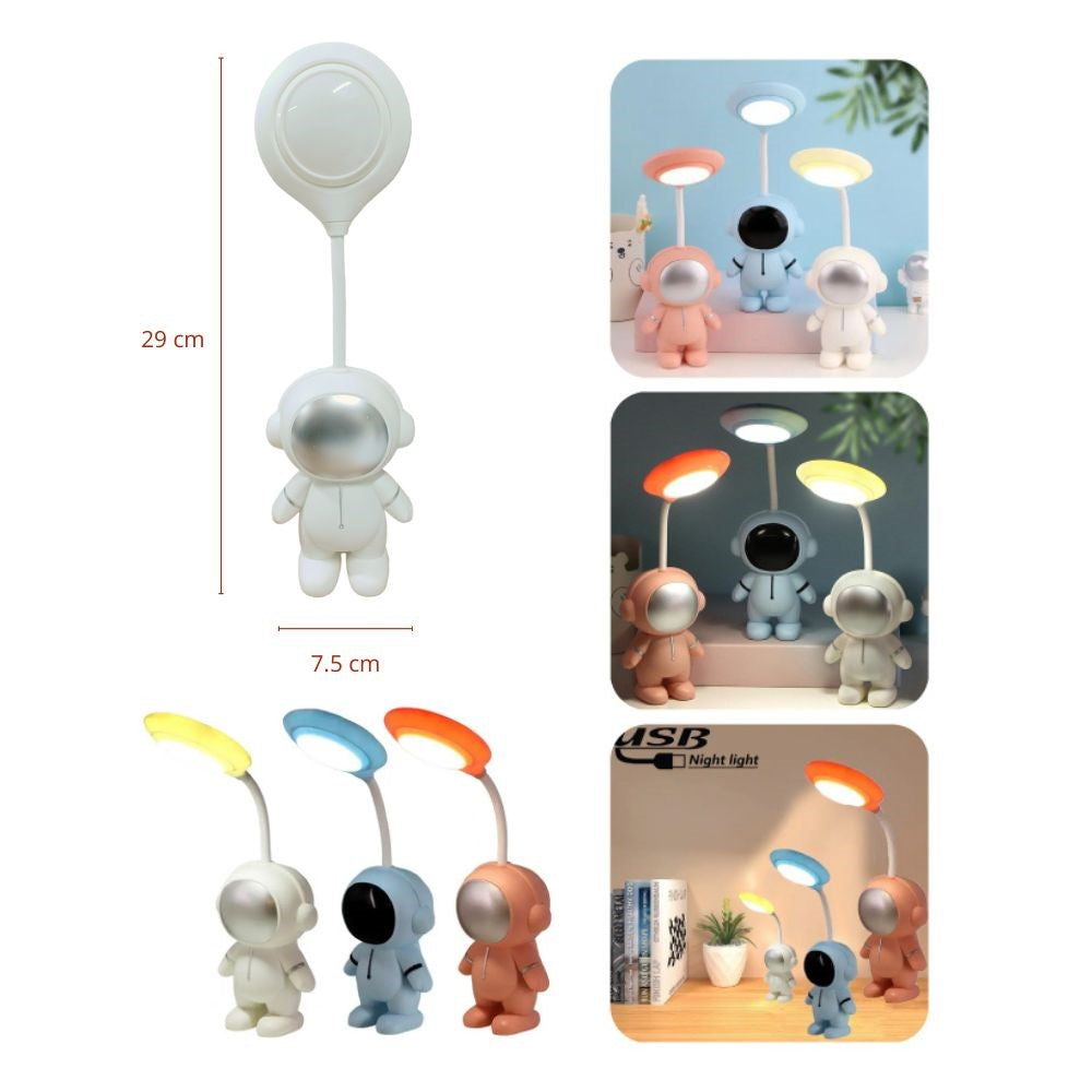 Mini lampara de mesa en forma de austronauta color blanco