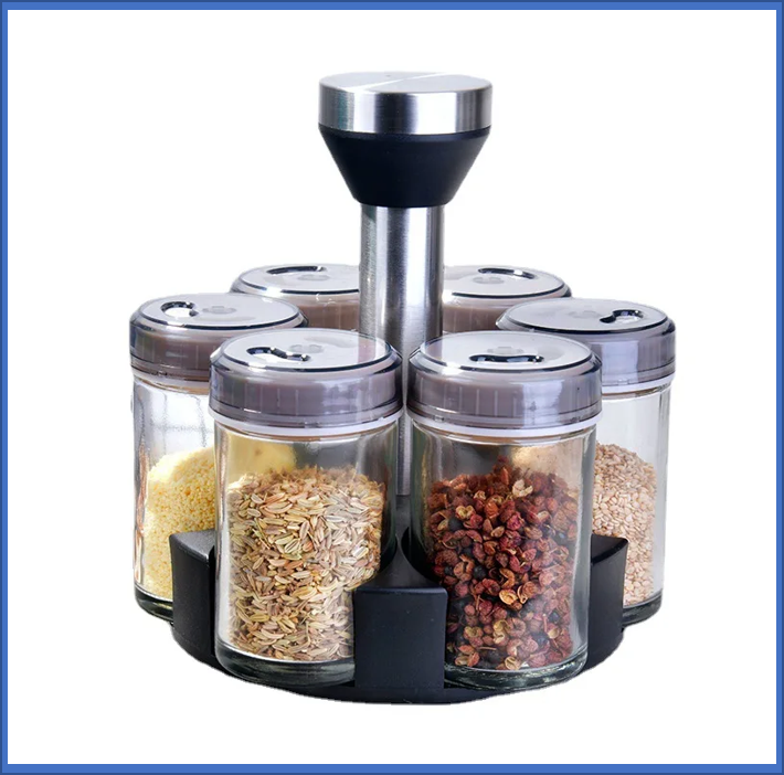 Set giratorio 360 ° de condimenteros con 6 frascos