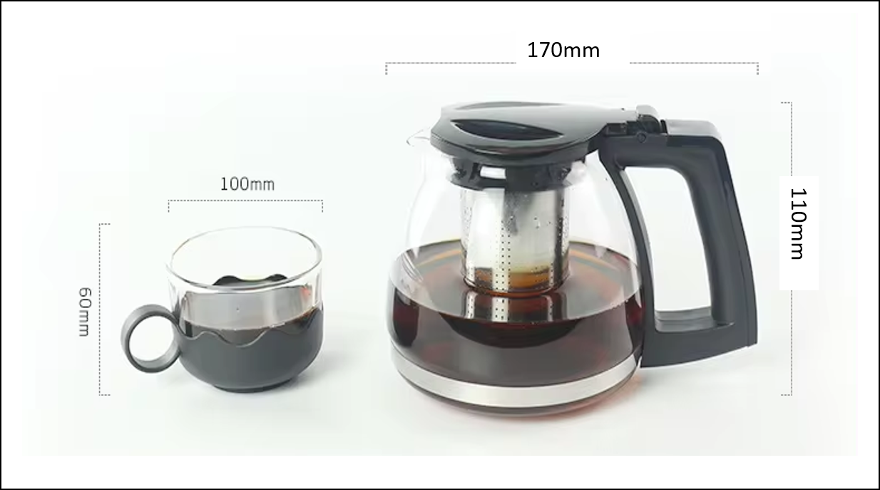 Set de jarra con 4 tazas de te