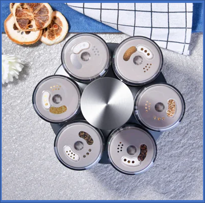 Set giratorio 360 ° de condimenteros con 6 frascos